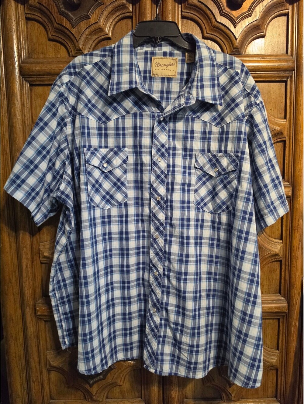 Wrangler Western Shirt Blue Plaid Snap-Front